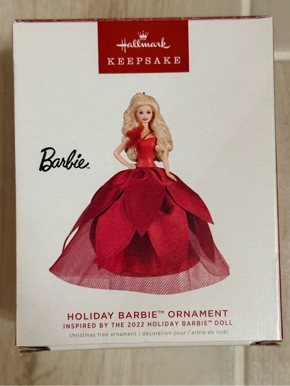 2022 Hallmark Keepsake Holiday Barbie Ornament - Blonde Barbie Red Dress